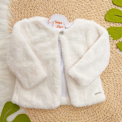 Casaco de Pelinho com Mini Coração - Branco